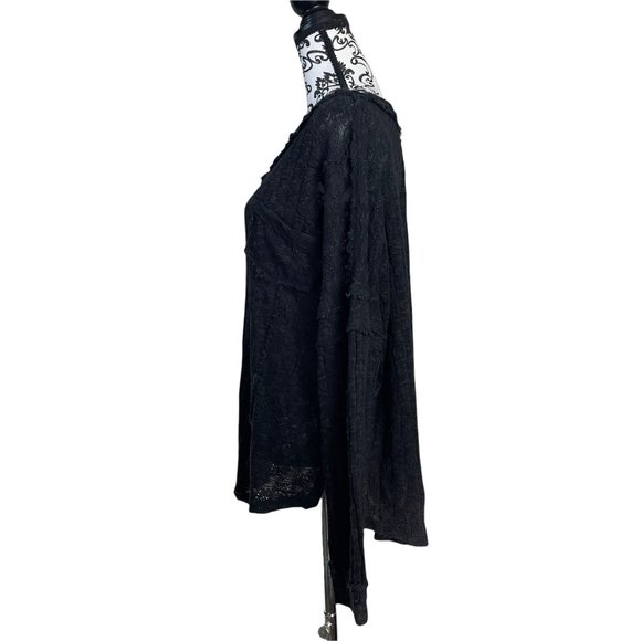 STITCHDROP | Women's Black Raw Edge Pocket Long Sleeve Pullover Large - Picture 4 of 7